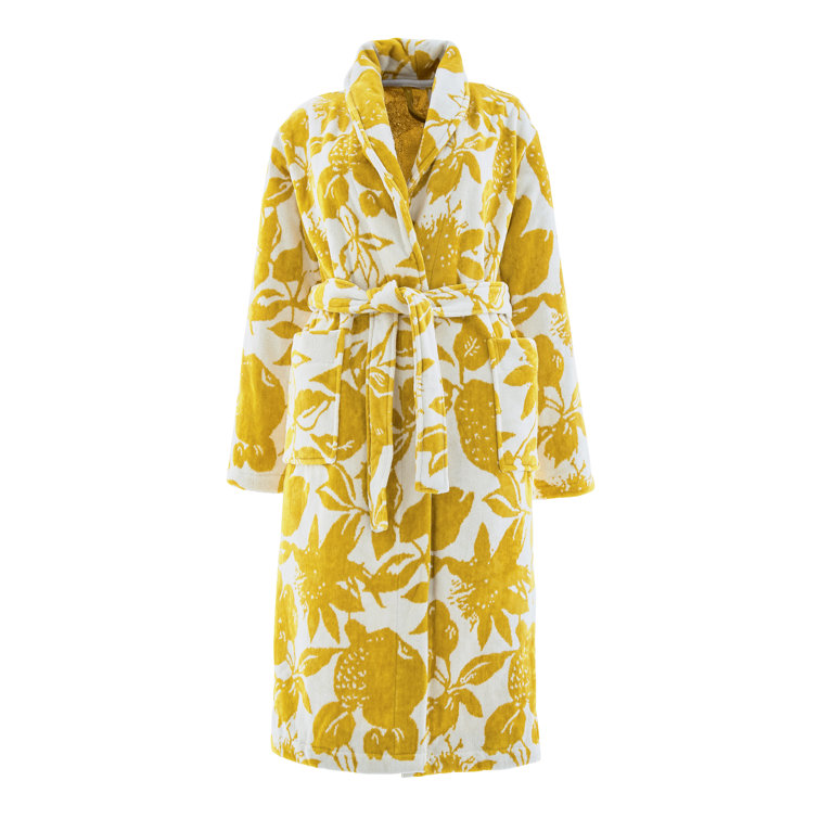JOULES Fruity 100 Cotton Velour MidCalf Bathrobe with Pockets
